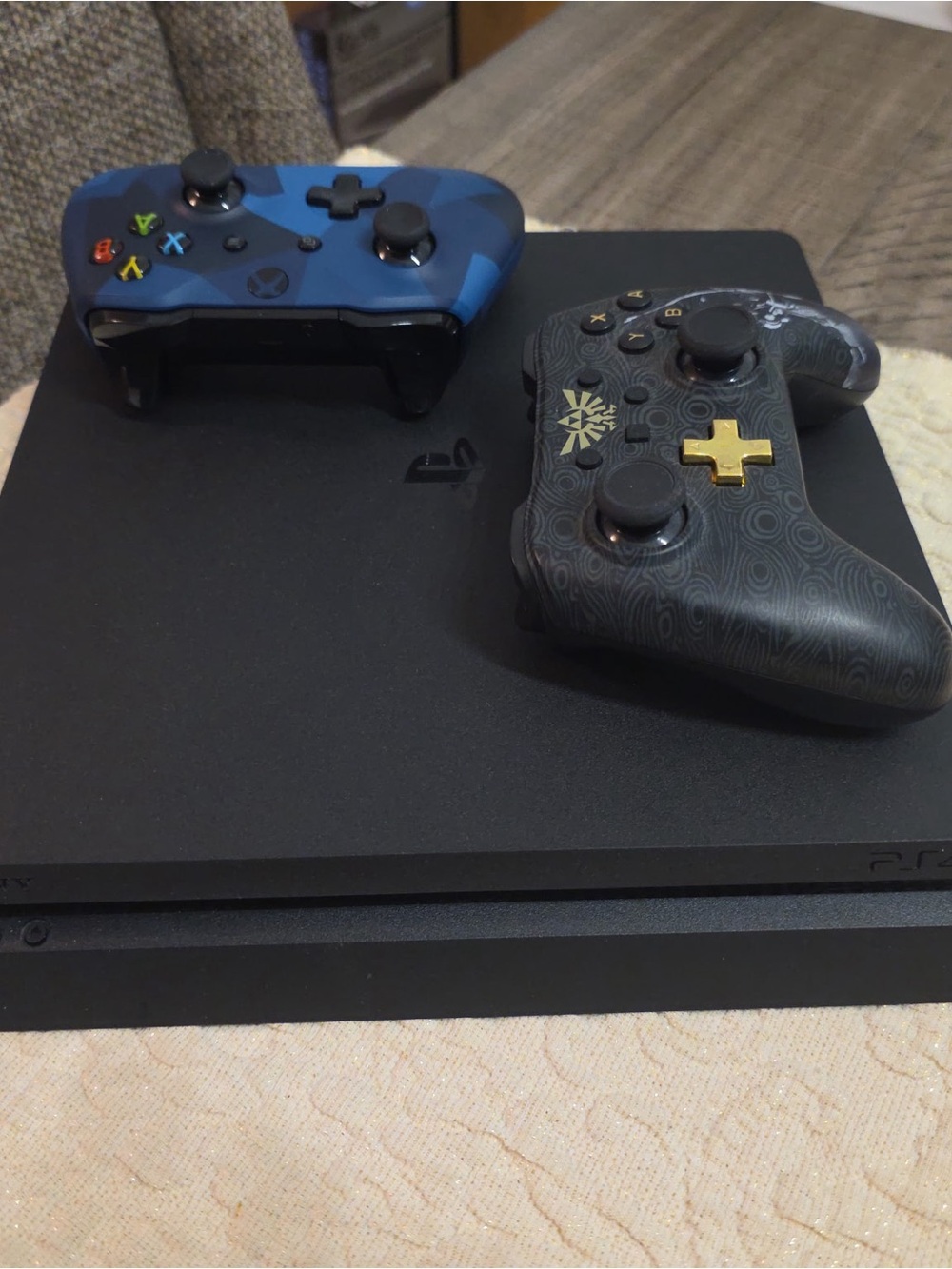 PlayStation4  Console with Black Finish and Dual Custom Controllers like New